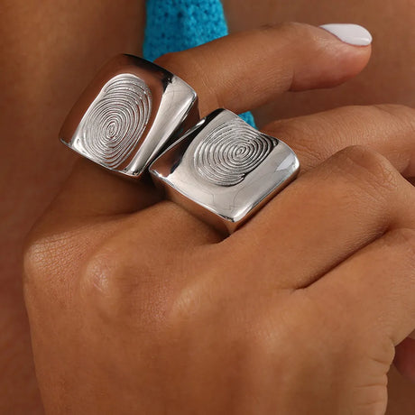 Titanium Steel Fingerprint Signet Ring - V.I.P Digital Presence