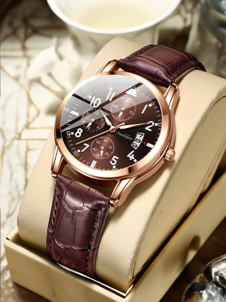 New Men's Watch Student Men's Night Light Waterproof Sports Leather Strap Black Quartz Watch - V.I.P Digital Presence