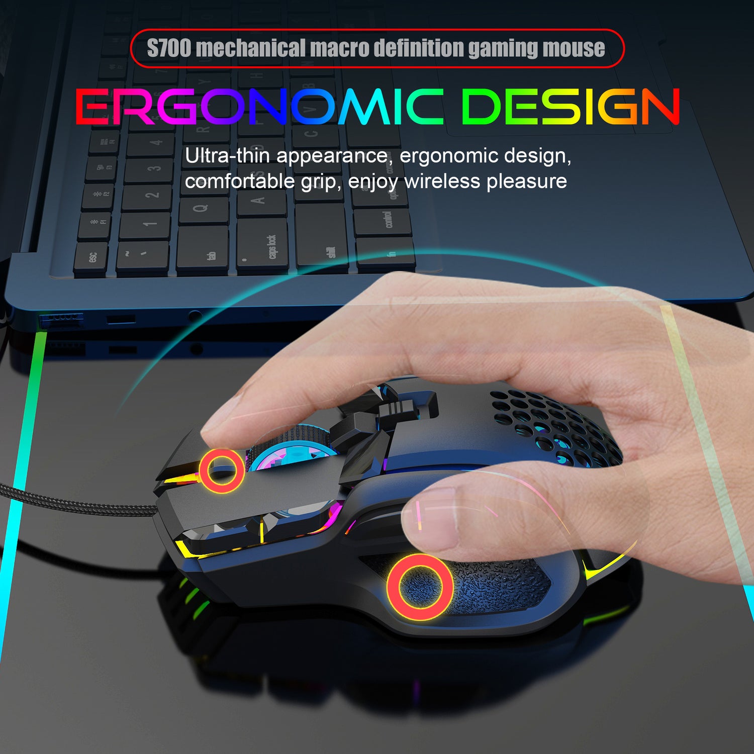Mouse V Gaming gaming mouse macro programming cool RGB lighting 12800 DPI adju ...