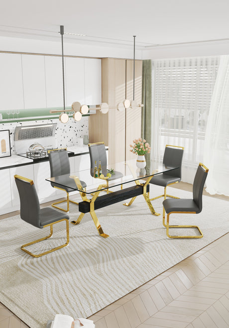 Dining table Modern tempered glass dining table Large modern office desk - V.I.P Digital Presence