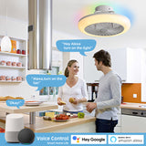 18" Smart LED Bladeless Ceiling Fans Remote with Alexa/Google, Modern Flush Mount RGB Ceiling Fan for Bedroom - V.I.P Digital Presence