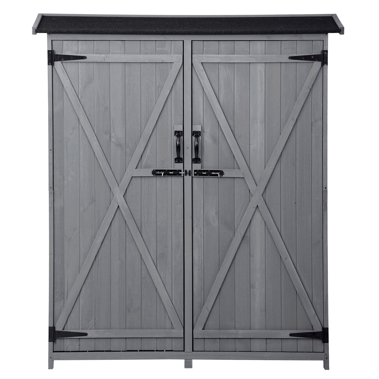 Outdoor 5.3ft Hx4.6ft L Wood Storage Shed Tool Organizer,Garden Shed, Storage Cabinet with Waterproof Asphalt Roof Gray - V.I.P Digital Presence