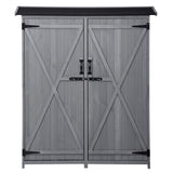 Outdoor 5.3ft Hx4.6ft L Wood Storage Shed Tool Organizer,Garden Shed, Storage Cabinet with Waterproof Asphalt Roof Gray - V.I.P Digital Presence
