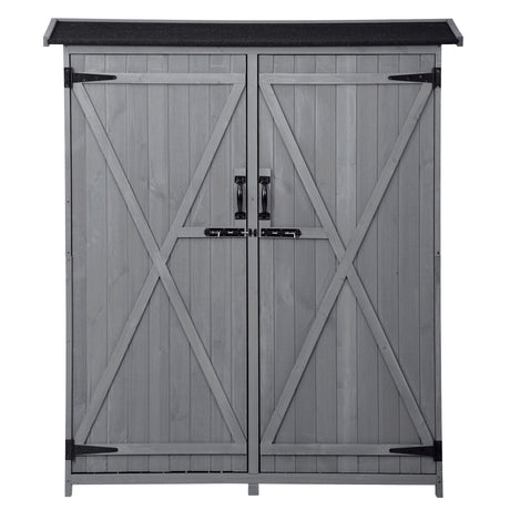 Outdoor 5.3ft Hx4.6ft L Wood Storage Shed Tool Organizer,Garden Shed, Storage Cabinet with Waterproof Asphalt Roof Gray - V.I.P Digital Presence