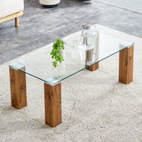 Glass-Top Coffee Table tea table with MDF Legs - Stylish Blend of Elegance and Durability 44.9"*21.7"*16.9"