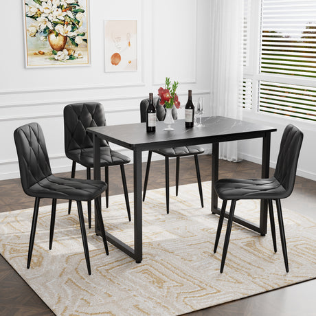 Dining Chairs Set of 4, Modern Kitchen Dining Room Chairs, PU Dining Chair Upholstered Cushion Seat and Sturdy Metal Legs - V.I.P Digital Presence