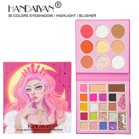 HANDAIYAN 30 Colors Mask Queen Eyeshadow Palette Eyeshadow + Blush + Contouring Highlight Makeup - V.I.P Digital Presence