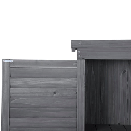 Wooden Garden Shed 3-tier Patio Storage Cabinet Outdoor Organizer Wooden Lockers with Fir Wood (Gray Wood Color -Shutter Design) - V.I.P Digital Presence