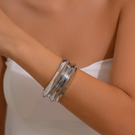 Ins exaggerated metal texture wide face bracelet with irregular personality for women Bracelet multi-layer - V.I.P Digital Presence