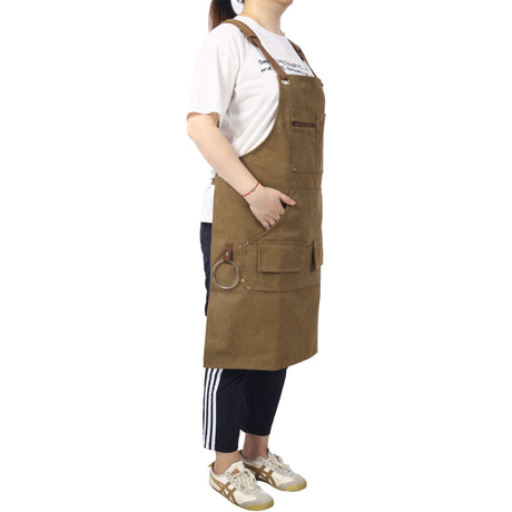 Long heavy-duty canvas tool apron, carpenter apron, carpenter 16 ounces, fully adjustable, no need for waxing - V.I.P Digital Presence