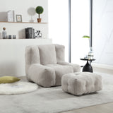 Fluffy bean bag chair Super soft couch chair with memory foam and footstool Indoor modern focus bean bag chair - V.I.P Digital Presence