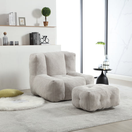 Fluffy bean bag chair Super soft couch chair with memory foam and footstool Indoor modern focus bean bag chair - V.I.P Digital Presence