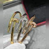 V-Gold Diamond Pavé Screw Cuff for Couples - Titanium Steel Open-Close Clasp - V.I.P Digital Presence