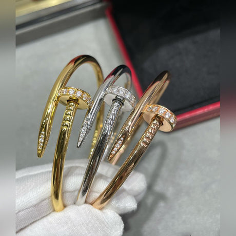 V-Gold Diamond Pavé Screw Cuff for Couples - Titanium Steel Open-Close Clasp - V.I.P Digital Presence