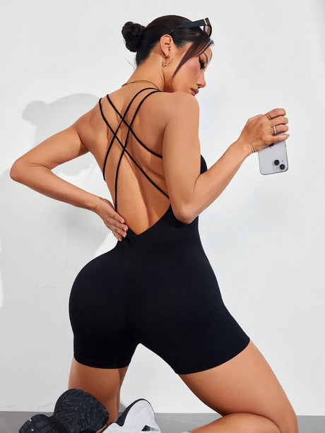 Spaghetti Strap Crisscross Romper - V.I.P Digital Presence
