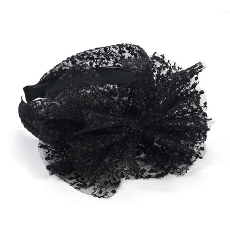 Fashionable oversized solid color lace bow headband - V.I.P Digital Presence