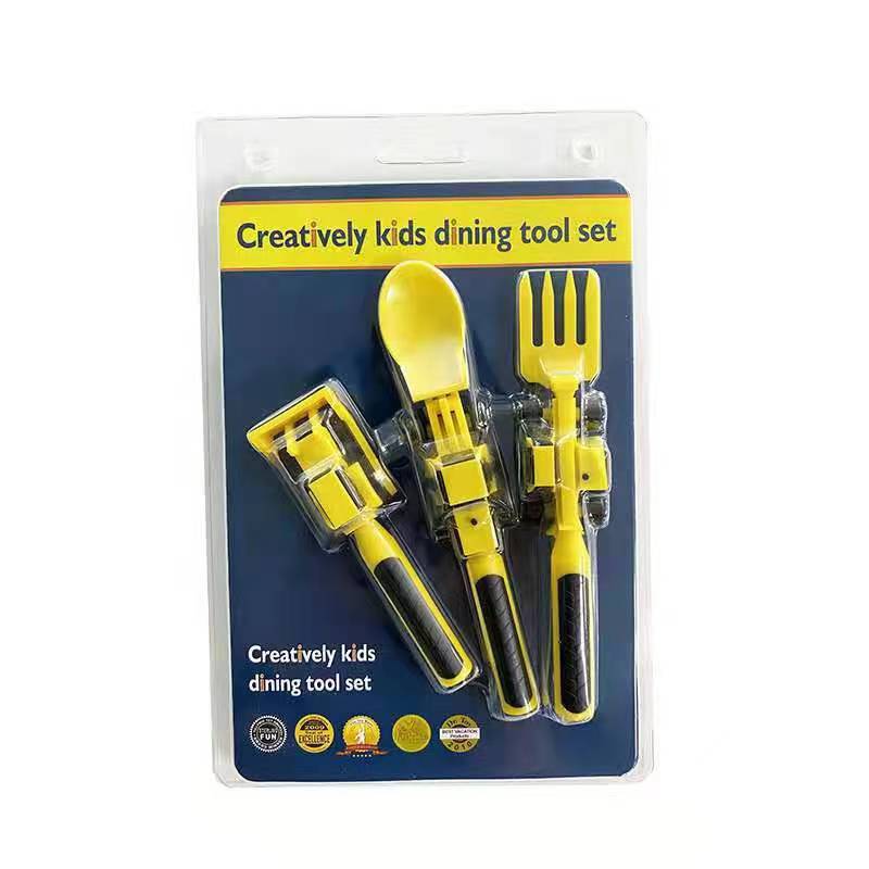 Dinneractive car bulldozer excavator fork shovel dining plate children's tableware three sets - V.I.P Digital Presence