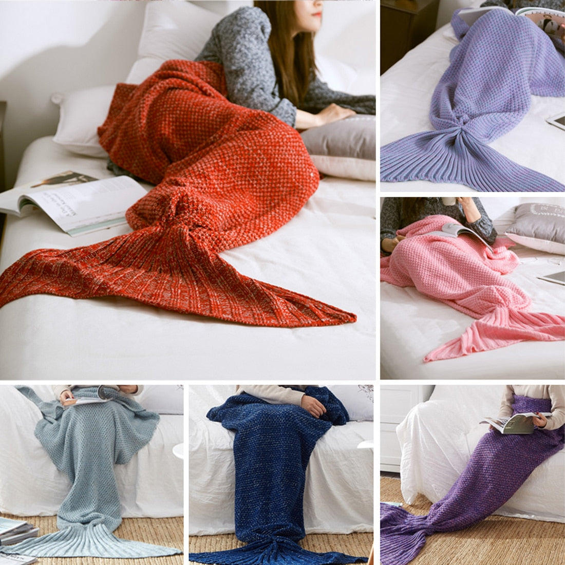 Mermaid Tail Blanket Handmade Knitted Sleeping Bag For Home TV Sofa Bed Mermaid Tail Blanket sute for Kids Adult Baby