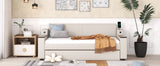 Twin Size Upholstery Daybed with Storage Arms  Trundle and USB Design Beige
