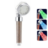 LED Luminous Colorful Shower Nozzle Negative Ion Self Generating Shower Head Three Color Temperature Controlled Led Handheld Shower - V.I.P Digital Presence