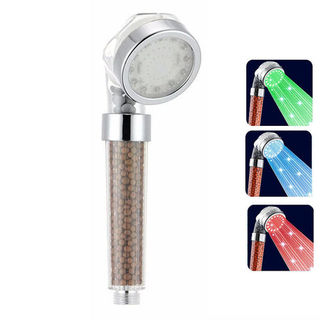 LED Luminous Colorful Shower Nozzle Negative Ion Self Generating Shower Head Three Color Temperature Controlled Led Handheld Shower - V.I.P Digital Presence