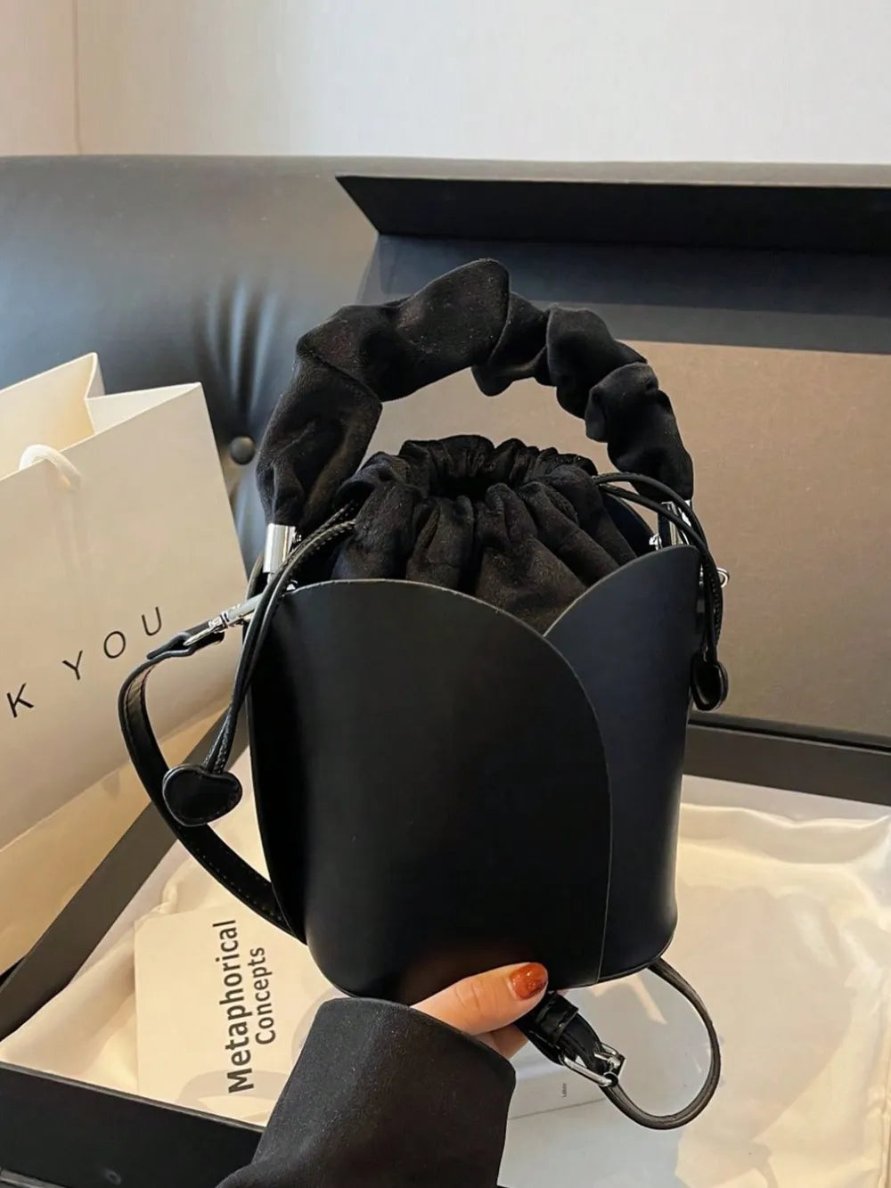 PU Leather Drawstring Bucket Bag - V.I.P Digital Presence