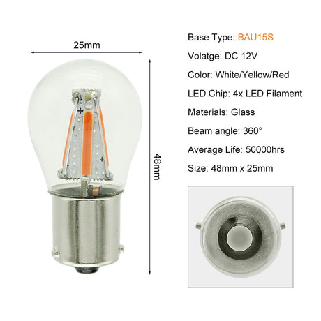 1pcs 1156 P21W BA15S 1157 BAY15D COB LED Filament Chip Car Brake Lights Auto Reverse Bulb Parking Lamp 12V Red White Yellow - V.I.P Digital Presence