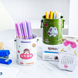 Cylindrical wrought iron pen holder DIY creative desktop storage bucket multifunctional stationery pen holder - V.I.P Digital Presence