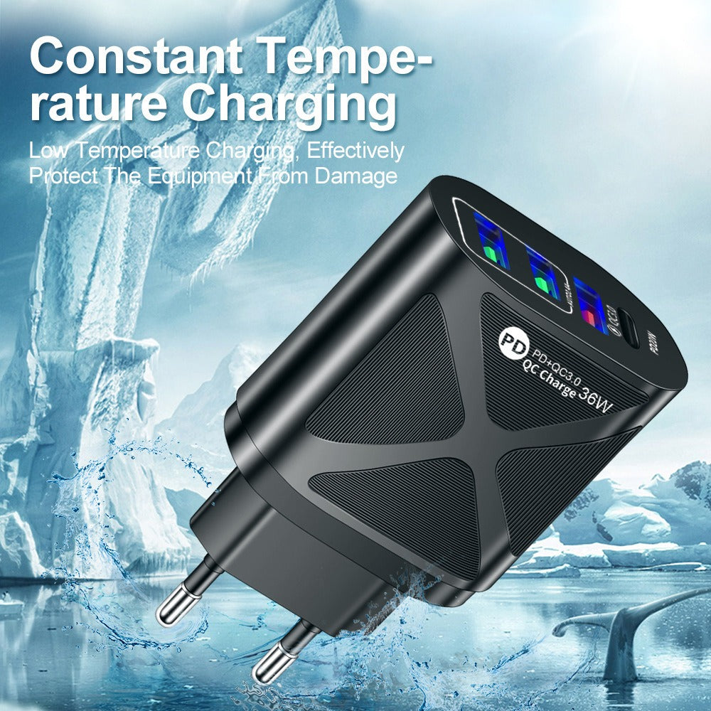 36W PD+QC3.0 2.4A Dual USB Fast Charging Phone Charger - V.I.P Digital Presence
