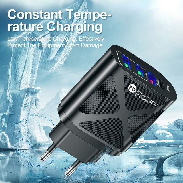 36W PD+QC3.0 2.4A Dual USB Fast Charging Phone Charger - V.I.P Digital Presence