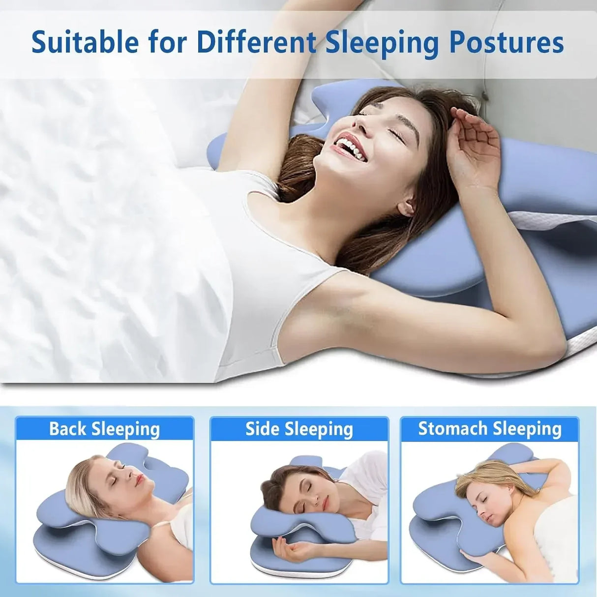 Ice Silk Pillowcase Ergonomic Cervical Pillow Memory Foam Pillow Neck Pain Relief Comes Adjustable Home for Back Side Sleepers - V.I.P Digital Presence