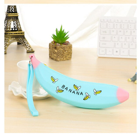 Simple Banana Green Onion Student Pencil Bag Super Cute Silicone Large Capacity Female Pencil Case Purse - V.I.P Digital Presence