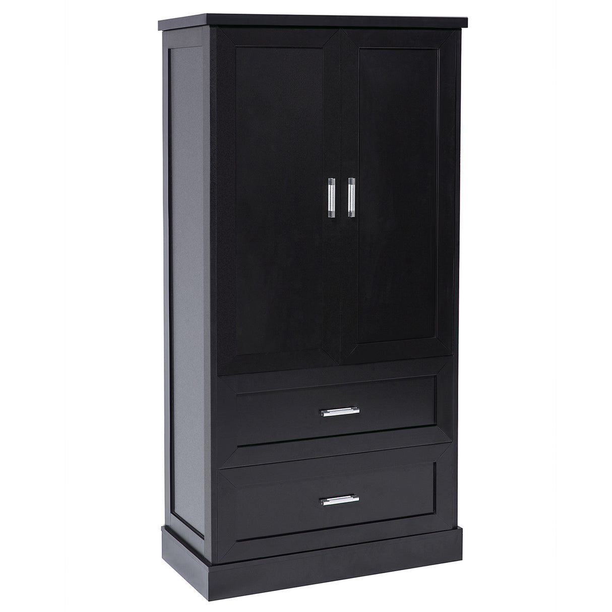Tall Bathroom Storage Cabinet, Cabinet with Two Doors and Drawers, Adjustable Shelf, MDF Board, Black - V.I.P Digital Presence