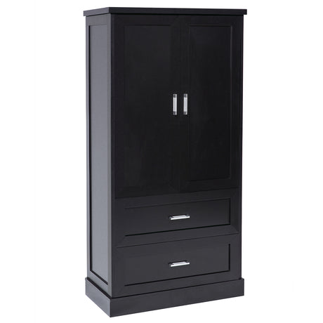 Tall Bathroom Storage Cabinet, Cabinet with Two Doors and Drawers, Adjustable Shelf, MDF Board, Black - V.I.P Digital Presence