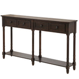 TREXM Console Table Sofa Table Easy Assembly with Two Storage Drawers and Bottom Shelf for Living Room Entryway (Espresso)