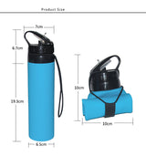 Botella de agua deportiva de silicona plegable portátil para exteriores, 600 ml, para publicidad, regalo 