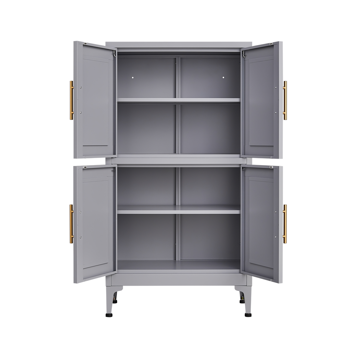Grey metal kitchen storage cabinet, kitchen pantry storage cabinet with door and shelf, adjustable leveling feet - V.I.P Digital Presence