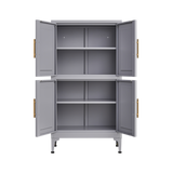 Grey metal kitchen storage cabinet, kitchen pantry storage cabinet with door and shelf, adjustable leveling feet - V.I.P Digital Presence