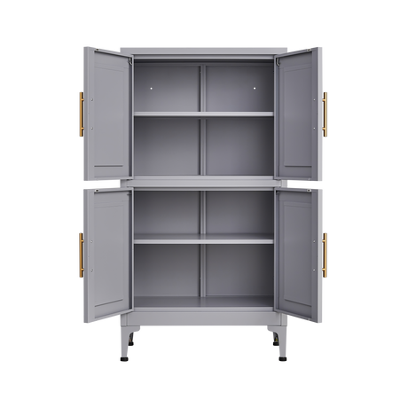 Grey metal kitchen storage cabinet, kitchen pantry storage cabinet with door and shelf, adjustable leveling feet - V.I.P Digital Presence