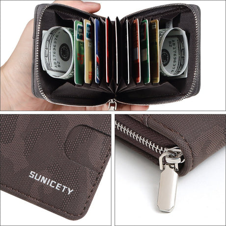 RFID Zipper Large Capacity Certificate Credit Multi Card Man's Organ Card Case PU Camouflage Wallet - V.I.P Digital Presence