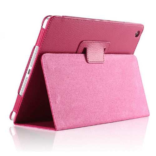 Funda con tapa automática para iPad 2, 3 y 4 de Apple, de piel sintética tipo lichi, con soporte inteligente y función atril.