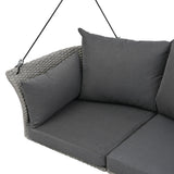GO 51.9" 2-Person Hanging Seat, Rattan Woven Swing Chair, Porch Swing With Ropes, Gray Wicker And Cushion