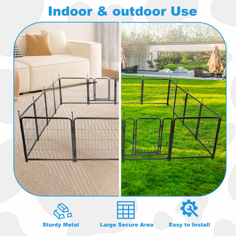 16 Panels Dog Playpen for outdoor,yard,camping,24"Height dog fence with 2 doors. - V.I.P Digital Presence