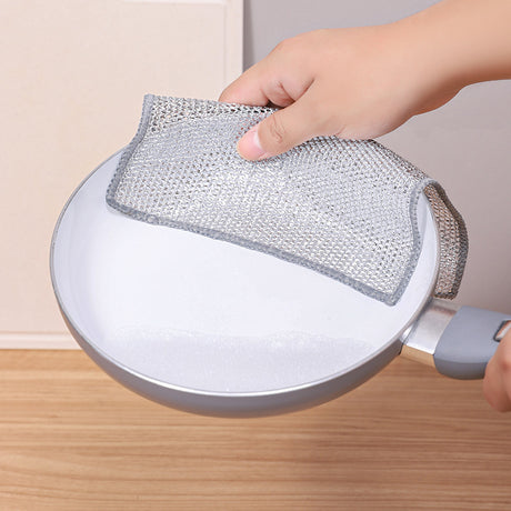 Steel Wire Dishcloth for Home Use, Non-Greasy Steel Wool Scrubbing Cloth, Kitchen Cleaning Cloth, Easy to Clean Silver Wire Rag - V.I.P Digital Presence