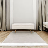 Ottoman Oval Storage Bench Rubber Wood Legs Beige(43.5"x16"x16")