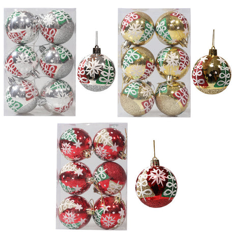 Christmas ball hand drawn pattern Christmas tree pattern decoration plastic electroplated ball decoration - V.I.P Digital Presence