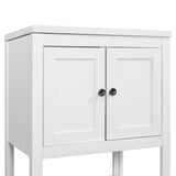 24" White Modern Sleek Bathroom Vanity Elegant Ceramic Sink with Solid Wood Frame Open Style Shelf - V.I.P Digital Presence