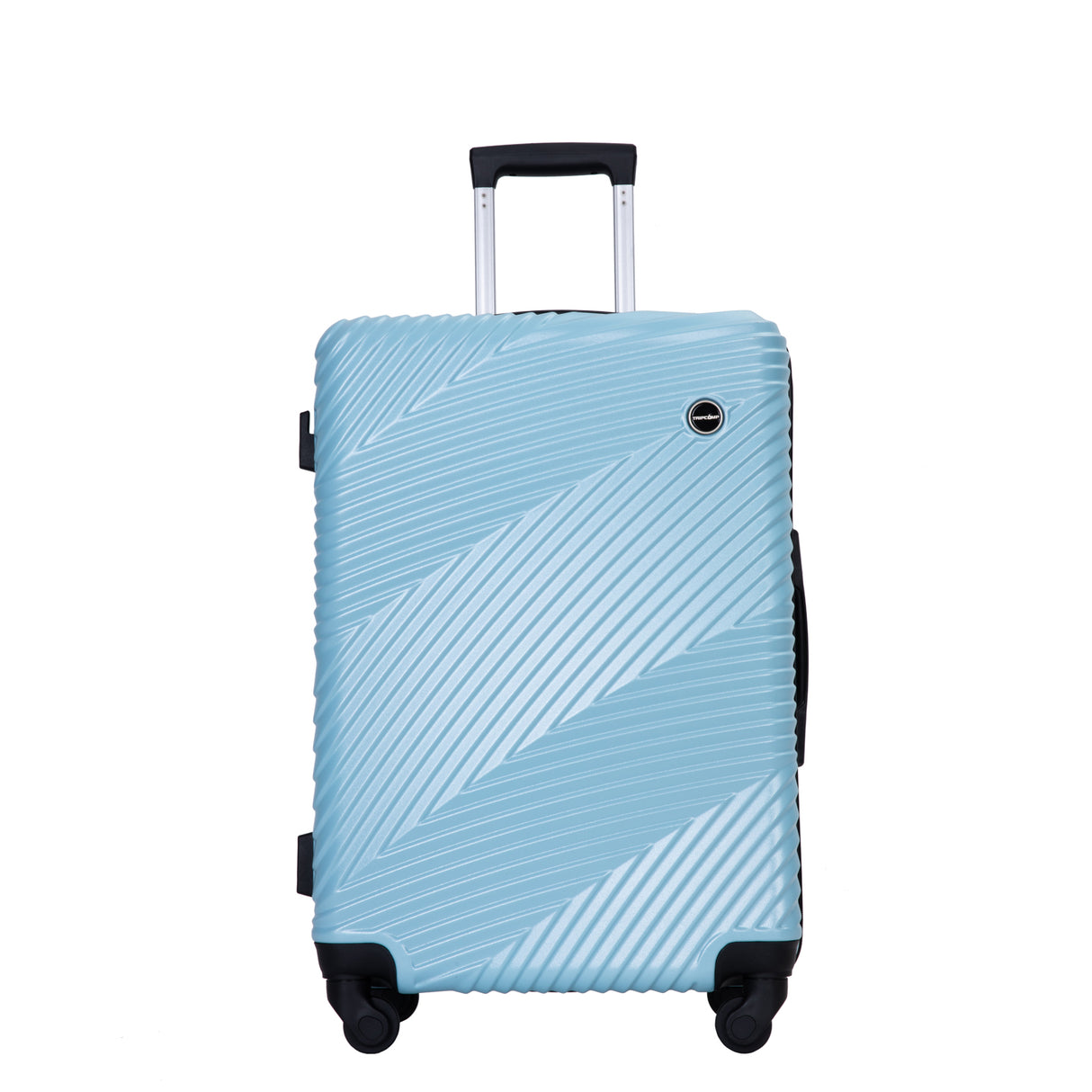 3 Piece Luggage Sets PC+ABS Lightweight Suitcase with Two Hooks Spinner Wheels (20/24/28) Aqua Blue