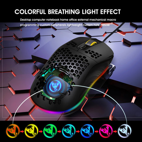 Hollow hole mouse RGB gaming luminous computer office mouse - V.I.P Digital Presence