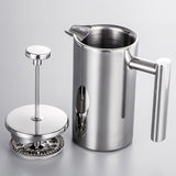 Coffee pot 304 stainless steel French press double-layer hand-pour straight handle coffee brewing pot - V.I.P Digital Presence